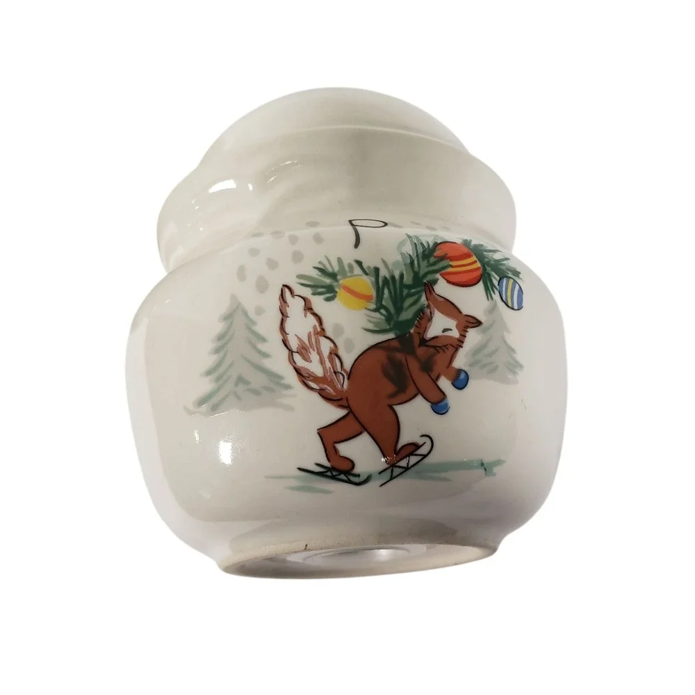 Vintage Christmas Skiing Bunny‎ Rabbit Fox Salt and Pepper Shakers